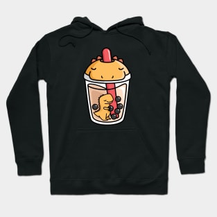 Bubble Tea with Cute Kawaii T-Rex Inside Hoodie